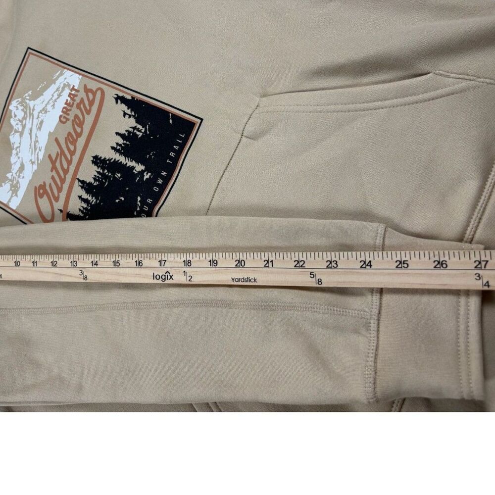 Tallwoods Men's Great Outdoors Graphic Hoodie Tan Pullover Sweatshirt Size M NWT - Picture 9 of 9